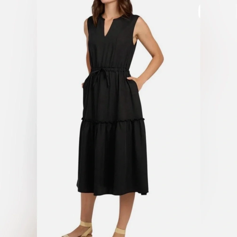 Lands' End Black Sleeveless Midi Dress - Picture 3 of 5